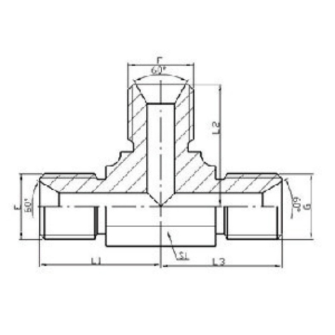 英製外螺紋60°內錐麵密封或組合墊密(mì)封三(sān)通接頭
