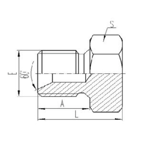英製外螺紋60°內錐（zhuī）麵密封（fēng）或組合墊密封堵頭