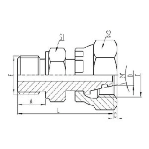 公製外螺紋六角端麵O形圈密封.公製（zhì）活動內螺紋24°外錐麵（miàn）O形圈密封