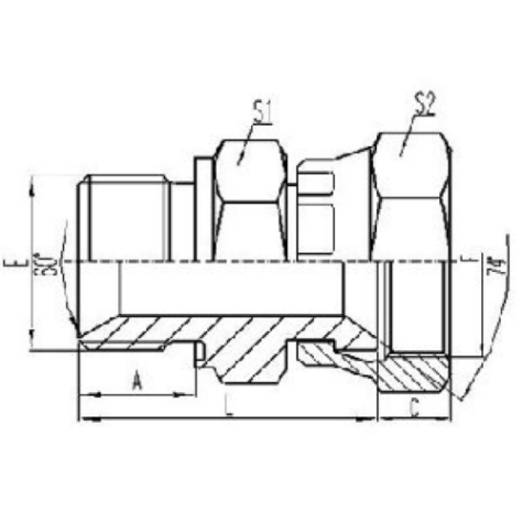 英（yīng）製外螺紋60°內錐麵密封或組合墊密封|美製JIC活（huó）動內螺紋74°內錐麵密封