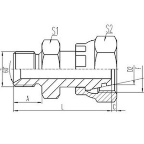 英製外螺紋60°內錐麵密封或組合墊密封（fēng）|公製活動內螺紋24°外錐麵（miàn）帶O形圈密封