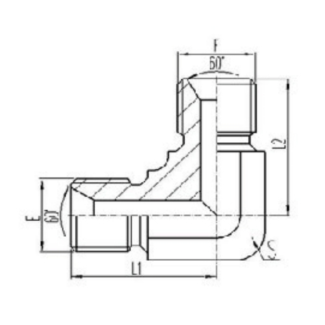 90°彎英製外螺（luó）紋60°內錐麵密封或組合墊密（mì）封