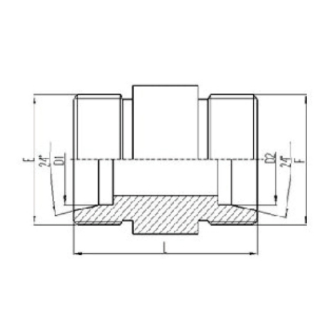 兩端公製外(wài)螺(luó)紋24°內錐麵密封圓柱過(guò)板接頭