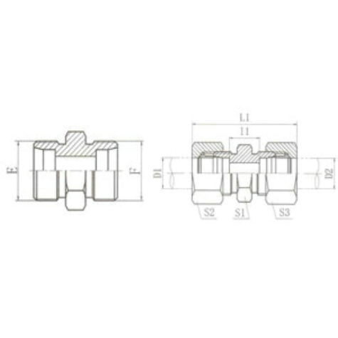 兩端公製外螺（luó）紋24°內錐麵密封
