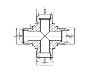 公製（zhì）外螺紋24°內錐麵密封四通接頭