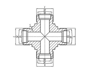 公製外螺紋24°內錐麵密封四通接頭