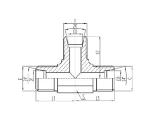 公製外螺紋24°內錐麵密封三通接頭