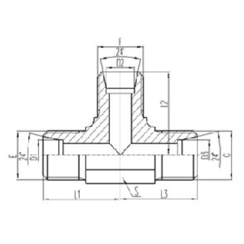 公（gōng）製外螺紋24°內錐麵密（mì）封（fēng）三通接頭