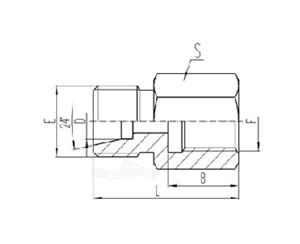 公製外螺紋24°內錐麵密封|公製固定內螺紋鋼墊密封