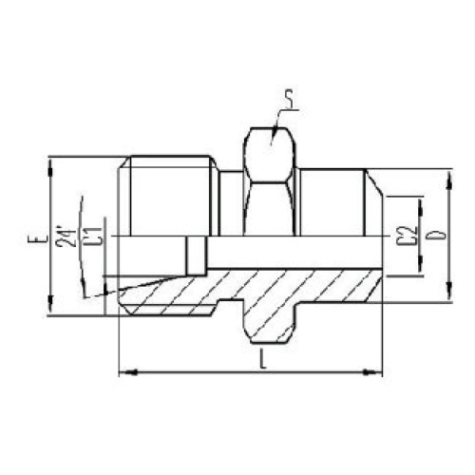 公製外螺紋24°內錐麵（miàn）密封|承接式焊接管