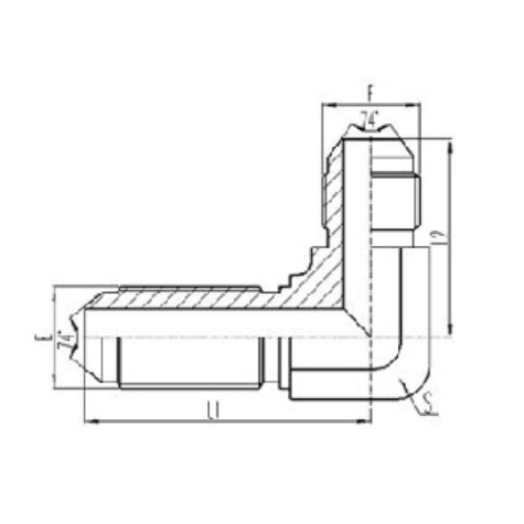 90°彎公製外螺紋74°外錐麵密封(fēng)過板接頭