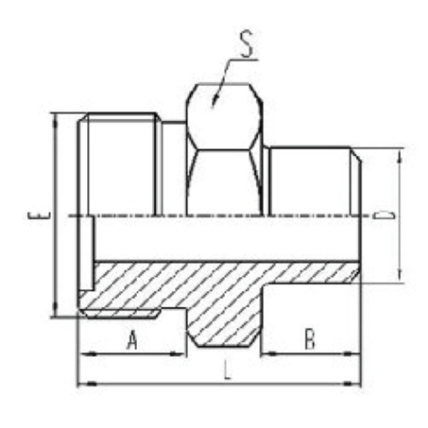 90°彎公製（zhì）外螺紋平麵O形圈密封（fēng）
