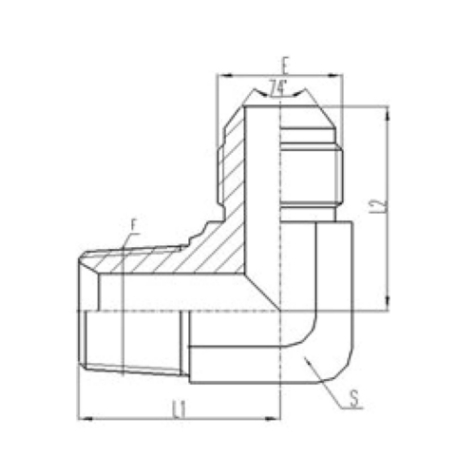 90°彎公製外(wài)螺紋74°外(wài)錐麵密(mì)封|英錐管外(wài)螺紋密封