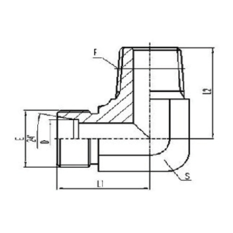 90°彎公製外螺紋(wén)24°內錐麵密封|英錐管外螺(luó)紋密封