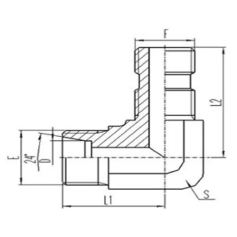 90°彎(wān)公製外螺紋24°內錐麵密封|美製外螺紋六角端麵O形圈密封