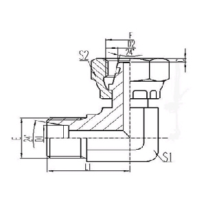 90°彎公製外螺紋24°內錐麵(miàn)密封|公製活動內螺紋24°外錐麵O形圈密封