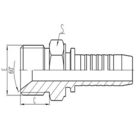 英(yīng)製外螺紋60°內錐麵密封