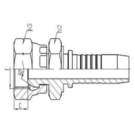 英製內螺紋60°外錐麵密（mì）封雙六角