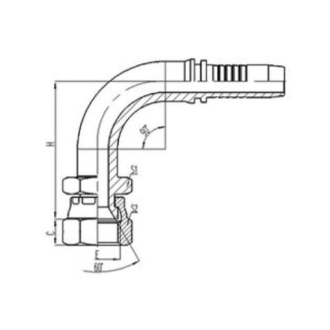 90°日式英製內螺紋60°內錐（zhuī）麵（miàn）密封