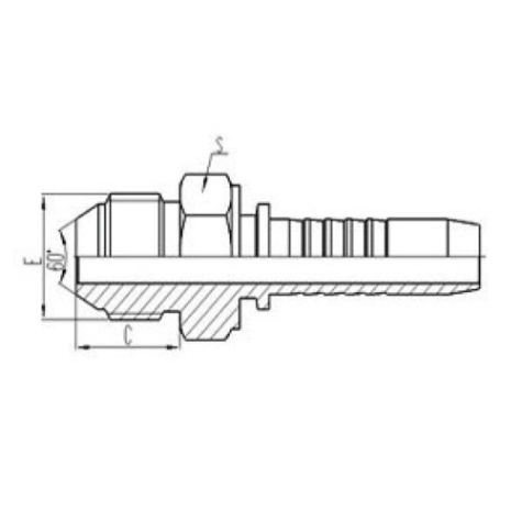 日式公製（zhì）外螺紋60°外錐麵密封