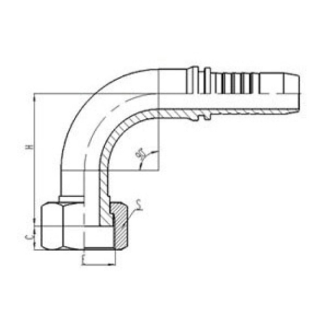 90°公製內螺紋平麵密(mì)封