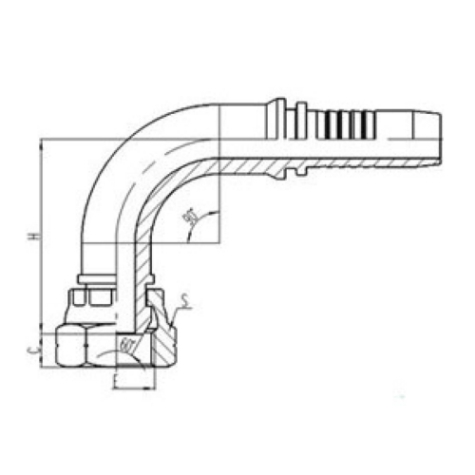 90°公製內螺紋60°外錐麵密封