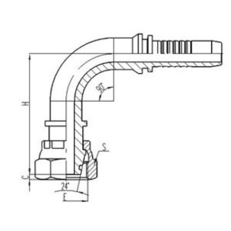 90°公製內螺紋24°外錐麵帶O形圈密封重係列