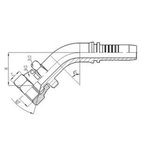 45°公製內螺紋球麵密封