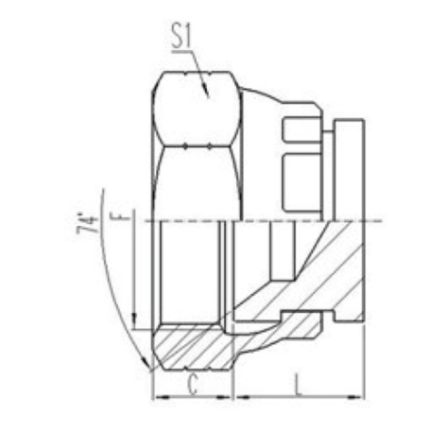 美製JIC螺紋74°錐麵（miàn）密封過渡（dù）接頭