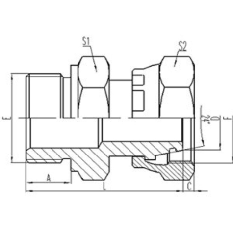 英製（zhì）外螺紋六角端麵O形圈密封|公製活動內螺紋24°外錐麵帶O形圈密封